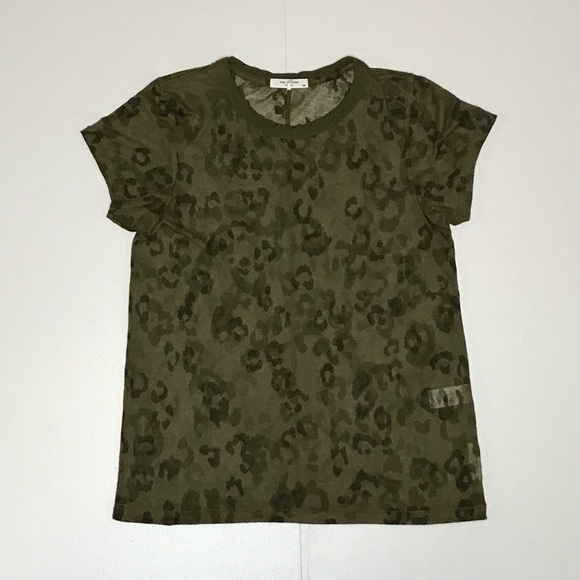 Rag & Bone All Over Cheetah Jersey Tee size M - Sheer - Picture 3 of 9